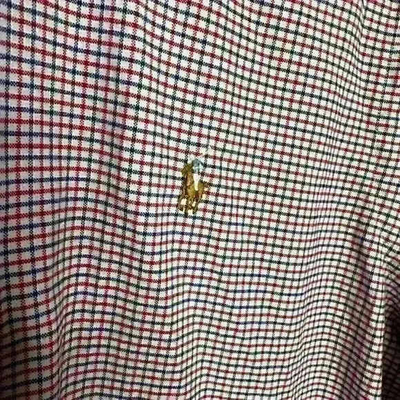 Ralph Lauren Classic Fit Red, White and Blue Check button Down shirt Sz L - Picture 3 of 6